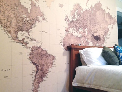 världskarta fototapet sovrum