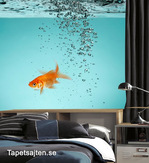 coola tapeter fisk akvarium bubblor 3d sovrum fototapet