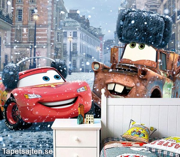 Disney Cars Tapet Bilar Pixar Fototapet Barn Tapet Barntapeter Snö Pojktapet