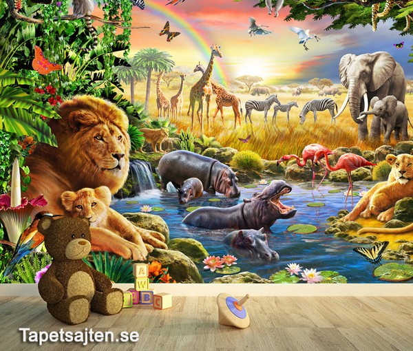 3D Tapet djungel djur
