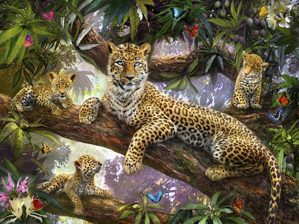 Fototapet med Leopard i träd