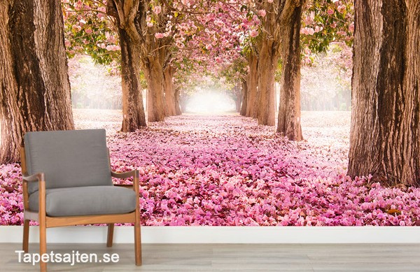 Snygga Fototapeter Blommig tapet rosa träd romantisk fototapet blommor