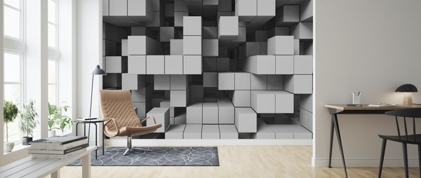 3D Tapet med Tetris Mönster i Vardagsrum