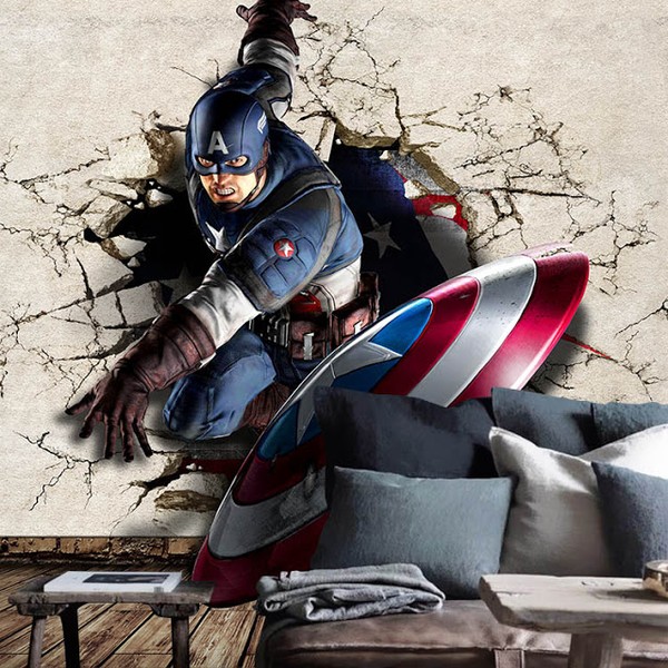 Fototapet Marvel Tapet 3d Effekt Captain America Vägg