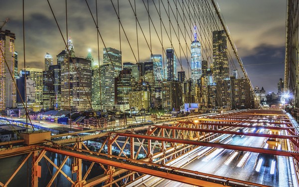New York Tapet Brooklyn Bridge Fototapet 3D