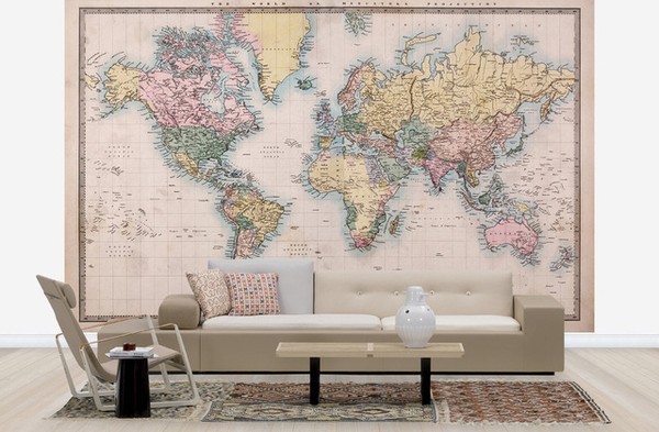 Världskarta Tapet Vardagsrum