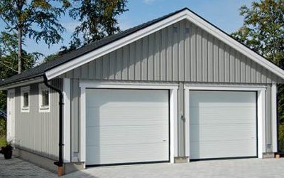 Garage grå dubbelgarage grått och vitt