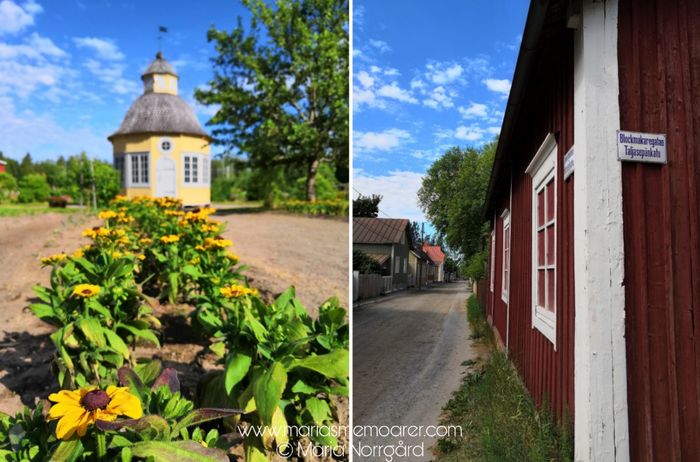 sightseeing Jakobstad Finland: Aspegrens trädgård och gamla trähusstadsdelen Skata