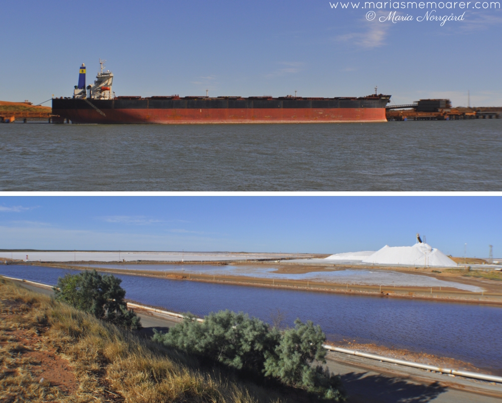 Port Hedland, västra Australien - stora fraktfartyg och saltgruva