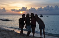 Jag, Celine, Emma och Laurie i solnedgången