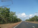 Driving through the National Park...  very straight road....