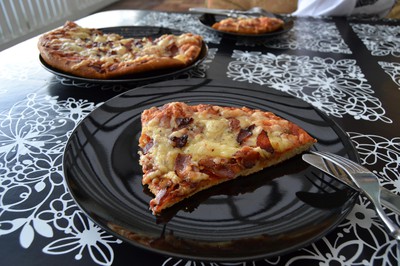 Våran hemmagjorda pizza blev perfekt!
