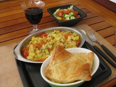 Potatis, tomater, vitlök, grädde, ost m.m.