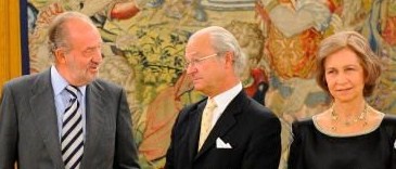 Kung Carl Gustaf tillsammans med Spaniens kungapar.