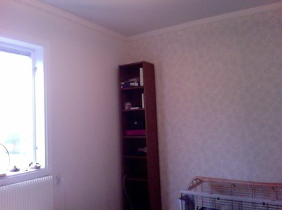 Bara halva rummet, så min stora hylla och garderober (och sängen som just nu är 2 madrasser) syns inte ;) Men den sidan av rummet är stökigt i nuläget xD