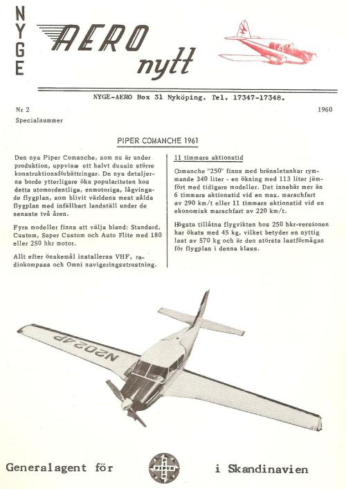 Nyge Aero Nytt  Nr 2 1961