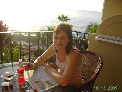 När vi var i Spanien och sitter på Min och Tommys balkong