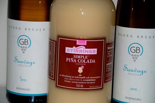 George Breuer Sauvage Riesling vitt vin och Pina Colada mix