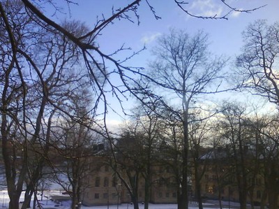 Vackert ljus en kall dag. Utsikt från mitt fönster på Svensk Form, Prästgården på Skeppsholmen